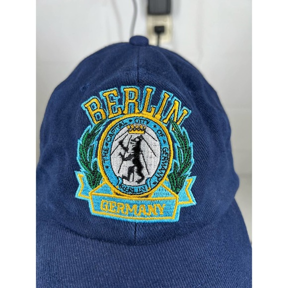 Berlin Germany Embroidered Blue Baseball Hat Cap with Metal Snap Buckle Closure - Picture 3 of 7